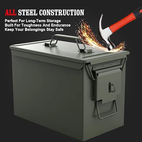 Miniatura 6 de Caja de municiones de acero con kit de bloqueo soldado y cerradura de combinación, caja de municiones de metal militar M2A1 para caja de