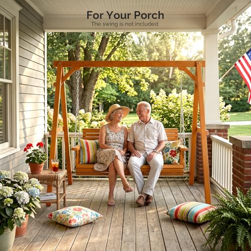 Image of VINGLI 6.2FT Wooden Porch Swing Frame for 4FT Swing, Brown