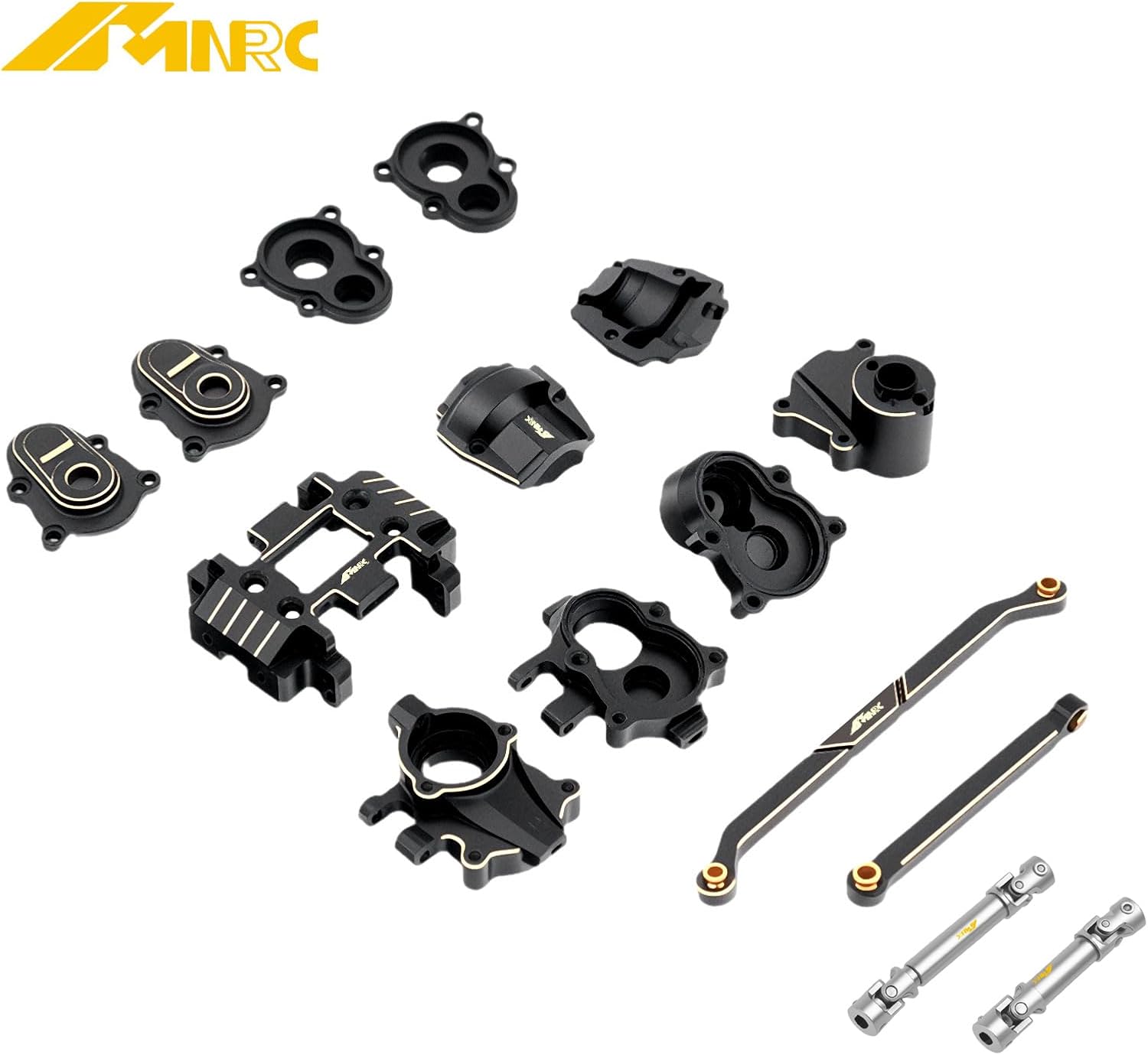Brass Skid Plate Steering Knuckle Outer Portal Housing Steering Link Differential Cover Steel Center CVD Drive Shaft for 1/18 Redcat Ascent-18 RC Crawler Series Upgrades Part