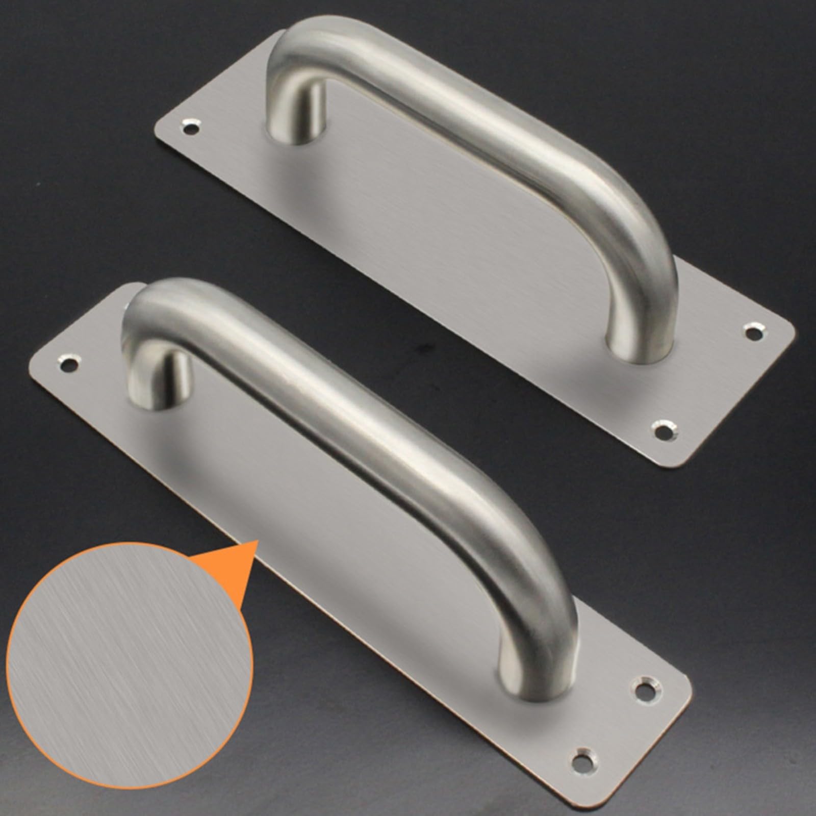 Plaque Hle en acier inoxydable robuste - 300 x 80 mm - Pour porte coulissante en bois - Argenté (sans poignée)