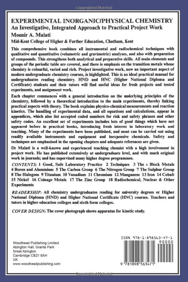 Experimental Inorganic/Physical Chemistry: An Investigative, Integrated Approach to Practical Project Work (Horwood Series in Chemical Science) - Image 2