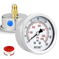 Vista 12 de 0-15 Psi Manómetro de baja presión lleno de líquido de glicerina, esfera de 2.5", montaje inferior de 1/4" NPT, carcasa de acero inoxidable 304
