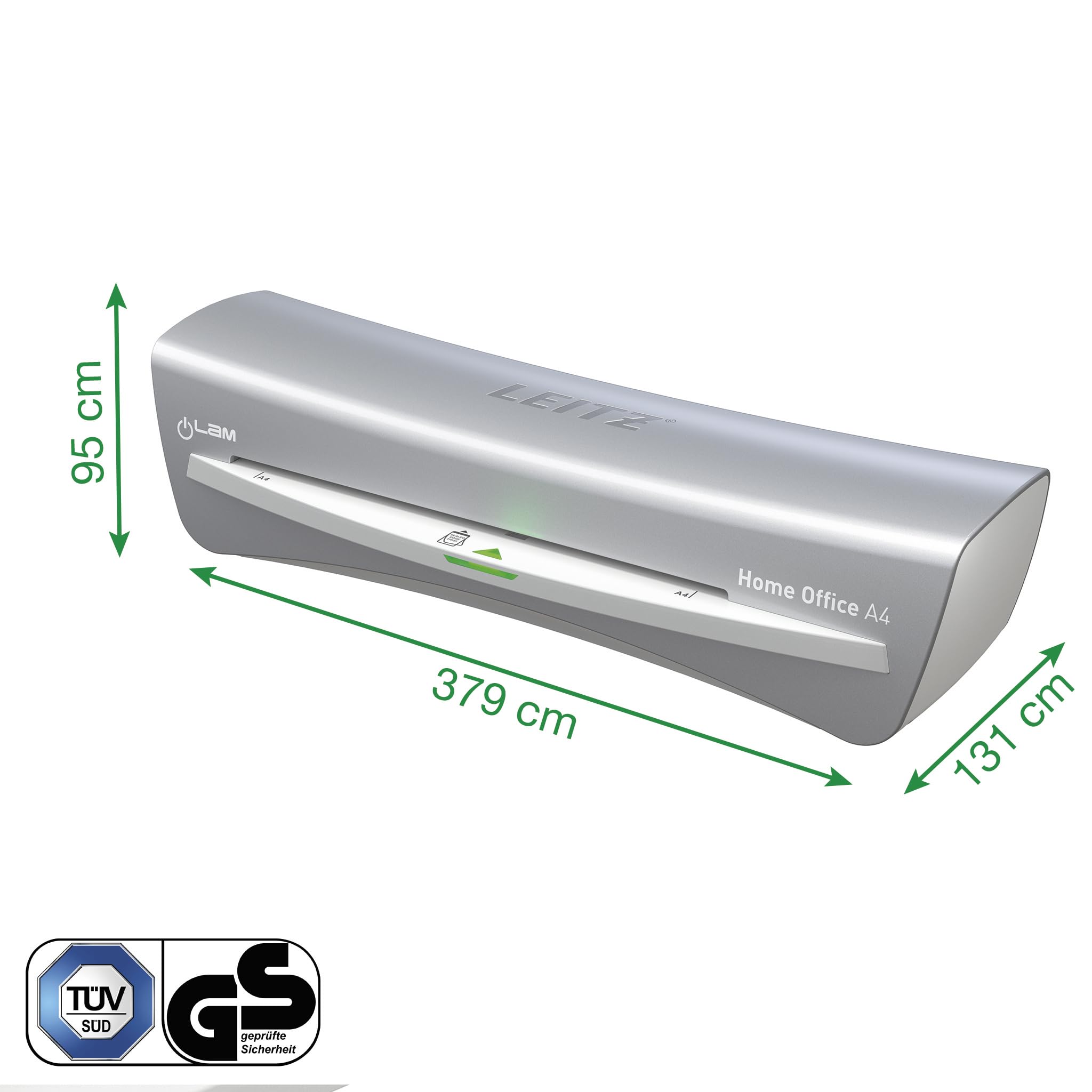 Leitz iLAM A4 Laminiergerät, sehr kurze Aufwärmzeit von 2 Min, 75-125 mic, Smart LED Status, Anti-Stau, Auto-Abschaltung, inkl 5x A4-Laminierfolien, Für Home Office und Büro, Silber und Weiß, 73680089
