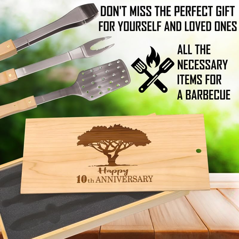 Set para parrilla aniversario 10 años con caja grabada miniatura 2