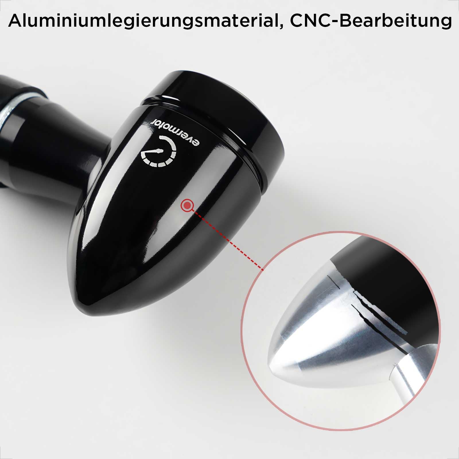 evermotor 3in1 Mini LED Blinker Motorrad E Geprüft, CNC-Verfahre 12V 2 Stück, für e Motorrad Scooter, E32 Universal Blinker Bullet Aluminiumschale, Amber&Rot Sehr Schön Helles Licht