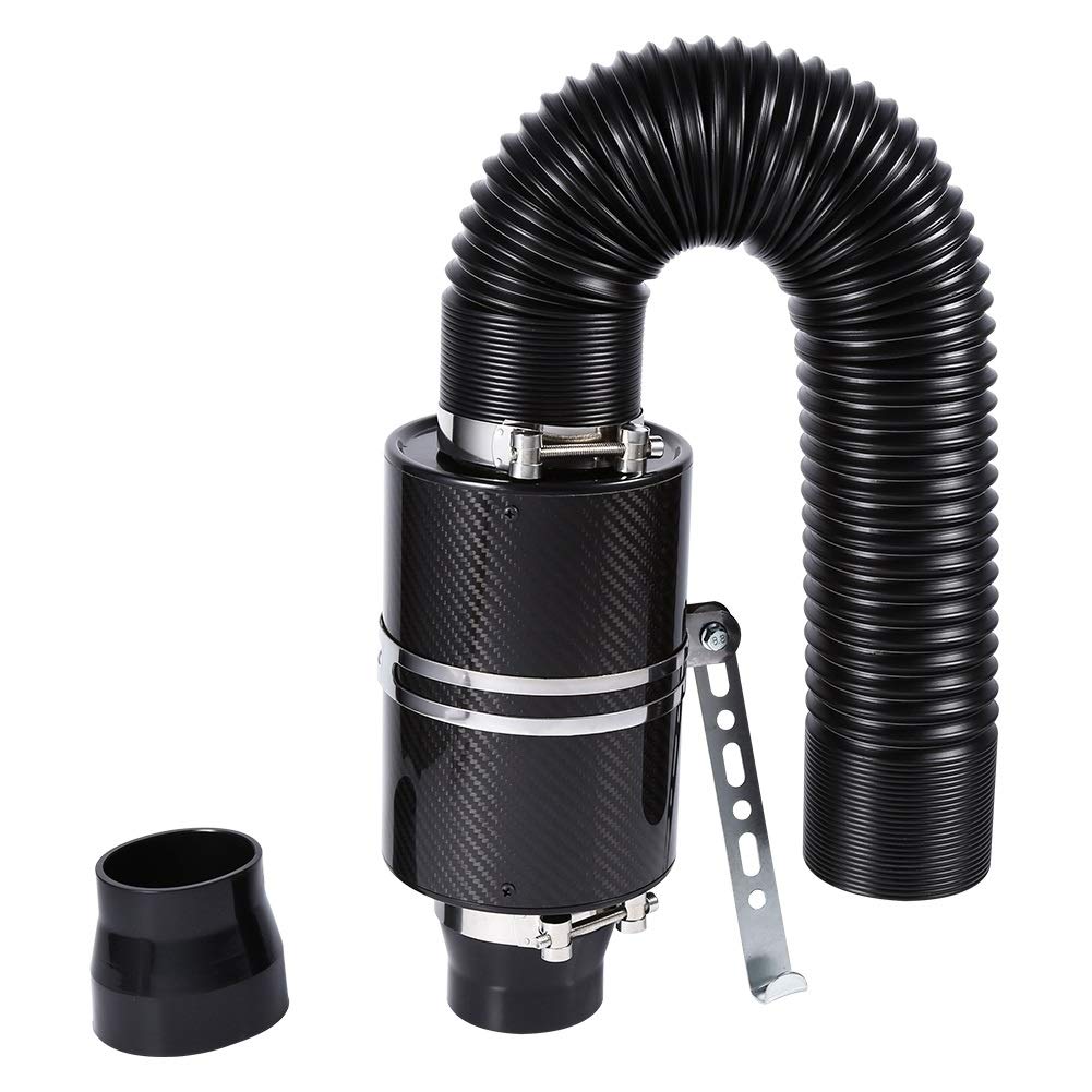 DEWIN Kit de Filtro de Admisión 3'' Universal,Filtro de Aire Cerrado de Fibra de Carbono Kit de Filtro de Admisión Filtro Conico Filtro de Aire Alto Flujo para Coche Automóvil