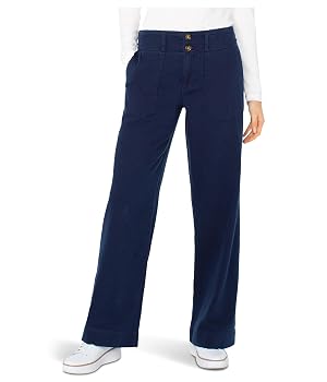 Liverpool Womens Utility Patch Pocket Wide Leg Mid-Rise Pants