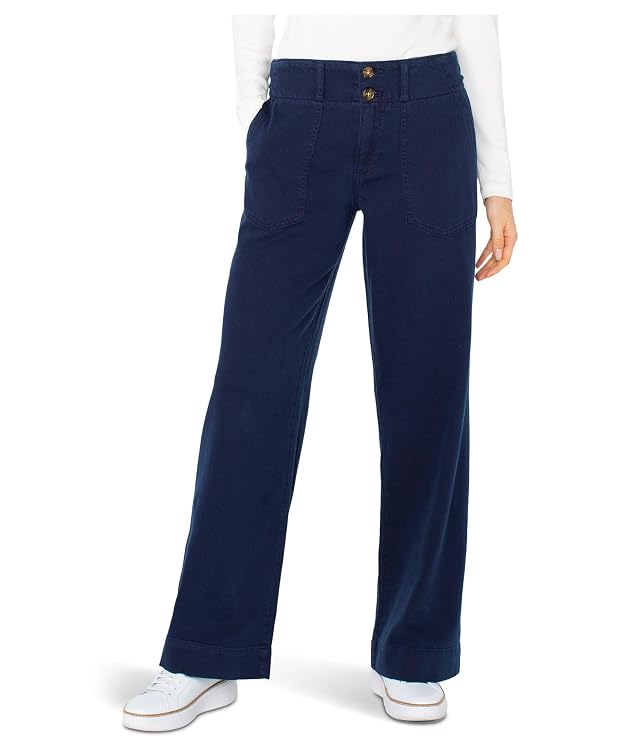 Liverpool Womens Utility Patch Pocket Wide Leg Mid-Rise Pants