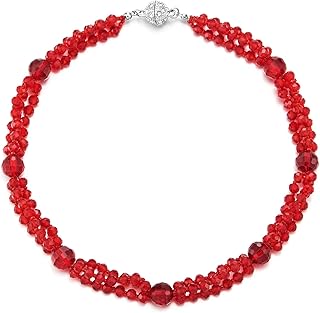 Cuentas Cristal Cluster Statement Collar Trenzado Cadena Gargantilla Choker Collar, Cierre Magnético