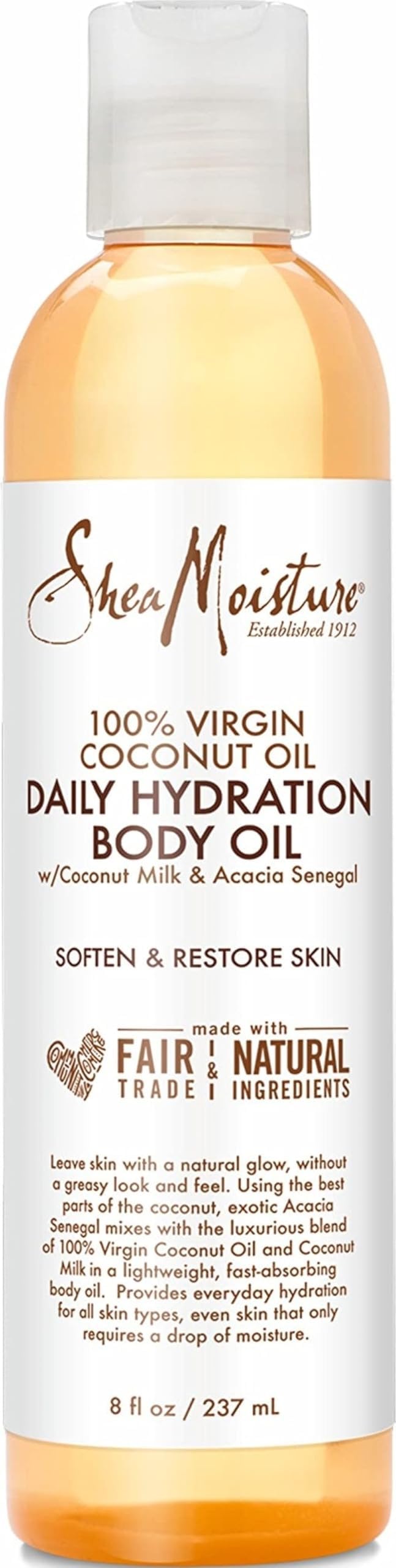 SheaMoisture Daily Hydration Body Oil Virgin Coconut Oil 8 oz | For Dry Skin Paraben Free