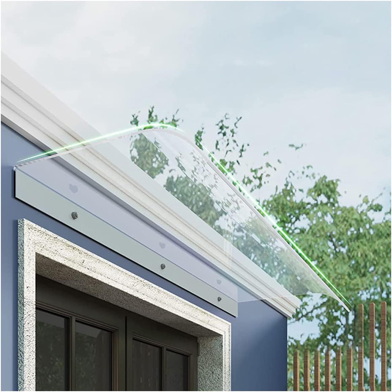 LIANGJUN Door Window Awning Canopy Porch Shelter, Polycarbonate Clear Glass Sun Protection Rain Blocker, Anti-UV Rain Protection Splash Protection Canopys, Custom Made