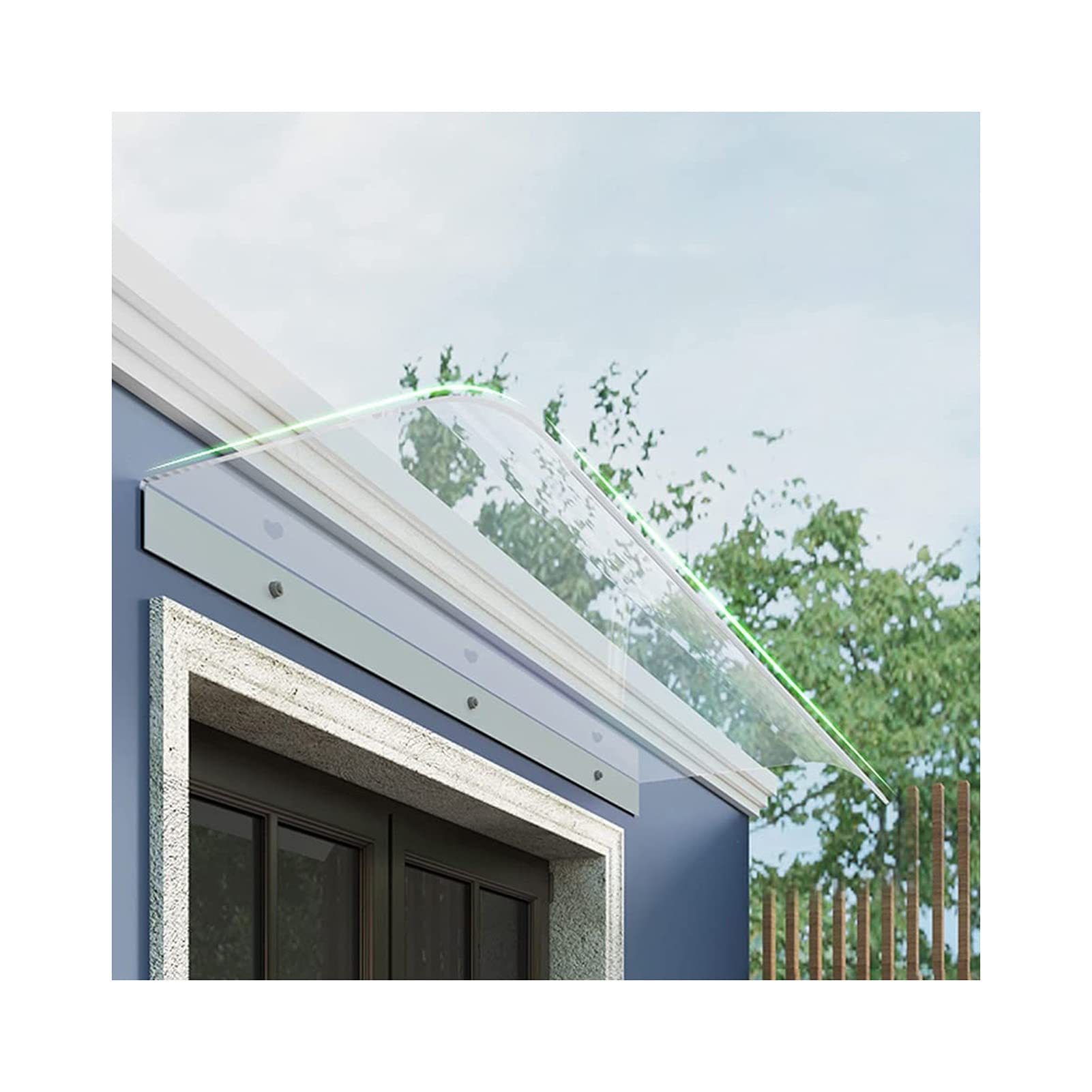 LIANGJUN Door Window Awning Canopy Porch Shelter, Polycarbonate Clear Glass Sun Protection Rain Blocker, Anti-UV Rain Protection Splash Protection Canopys, Custom Made