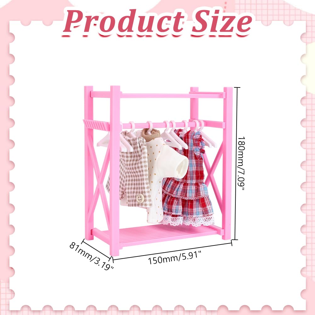 HOBBIESAY Doll Clothes Closet 5.9x3.14x7.08 in Plastic Pink Doll Wardrobe Cloth Cabinet Storage with Hangers for Organizing Clothes Shoes Hats Sunglasses Bags Outfit and Supplies Accessories - Image 2
