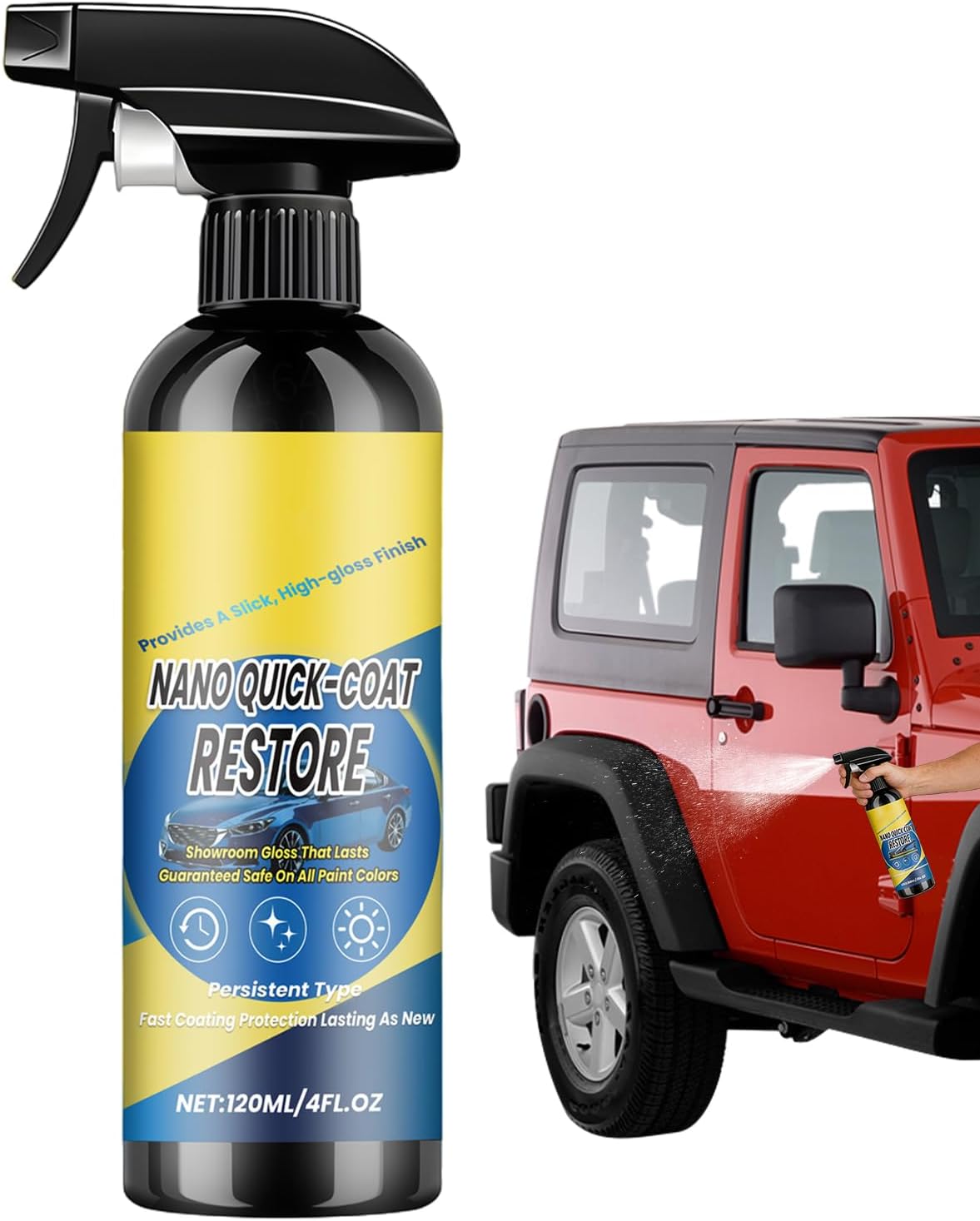 Ceramic Detail Spray - 4.2 oz High Gloss Coating, Quick Application Agent with Long-Lasting Protection, Exterior Gear Scratch Resistant Design, Motorcycle RV Use for Truck Marine
