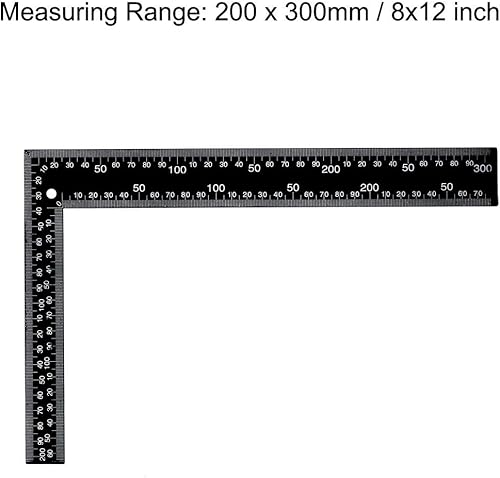 Miniatura 2 de uxcell Regla angular 7.874x11.811 in 8x12 pulgadas métrica doble escala de acero inoxidable de doble cara en forma de L cuadrada 90 grados