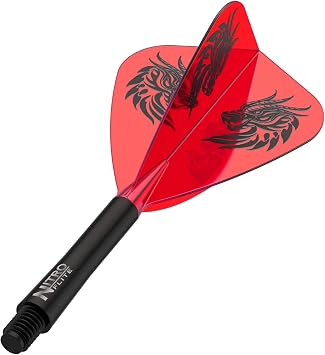 RED DRAGON Darts – Nitro Flite Integrated Flight & Shaft System | Jonny Clayton 'The Ferret' | Kite Shape and Design – Black & Orange, Medium Length