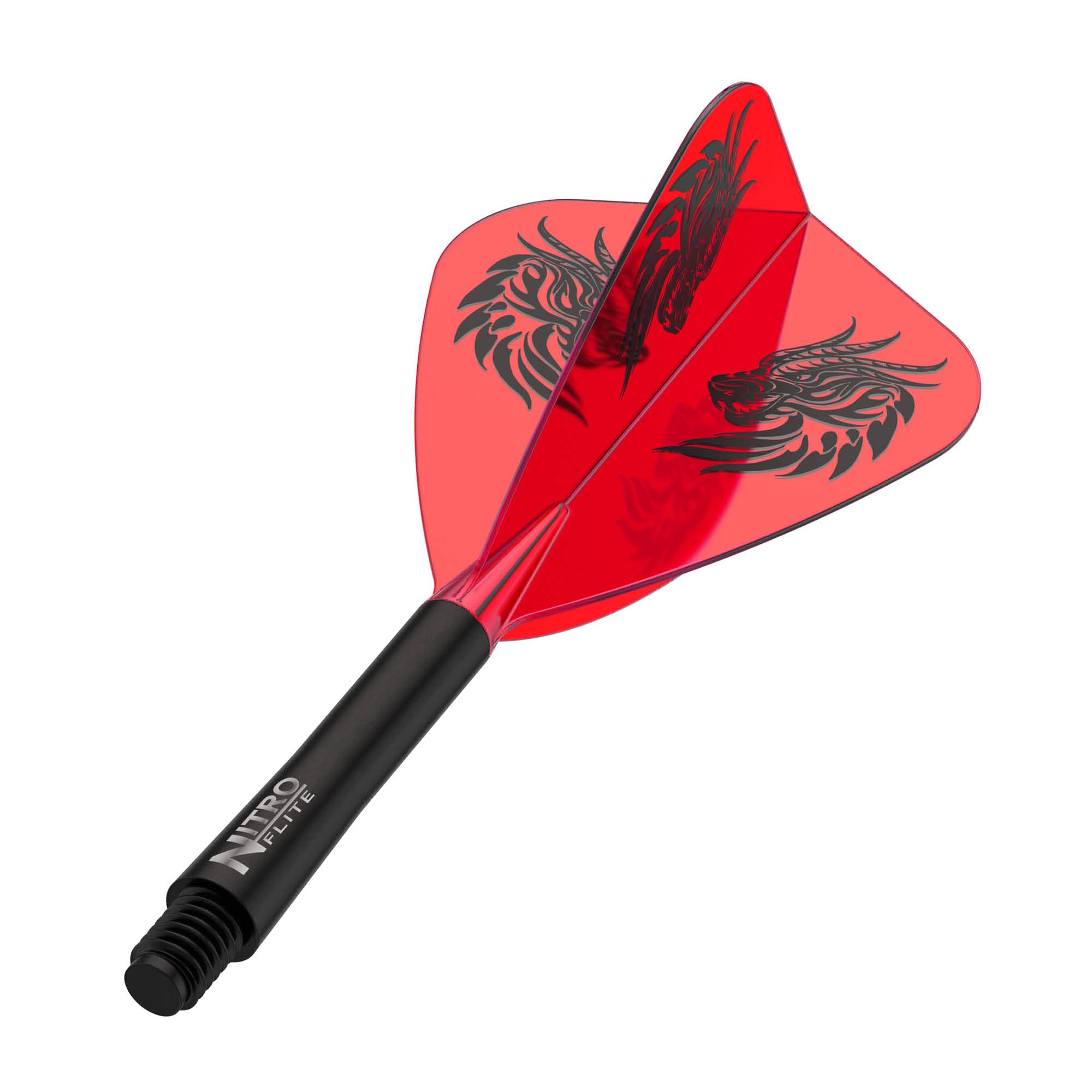 RED DRAGON Fléchettes Nitro Flite Système Flight & Shaft Intégré Jonny Clayton The Ferret Noir Orange Moyenne