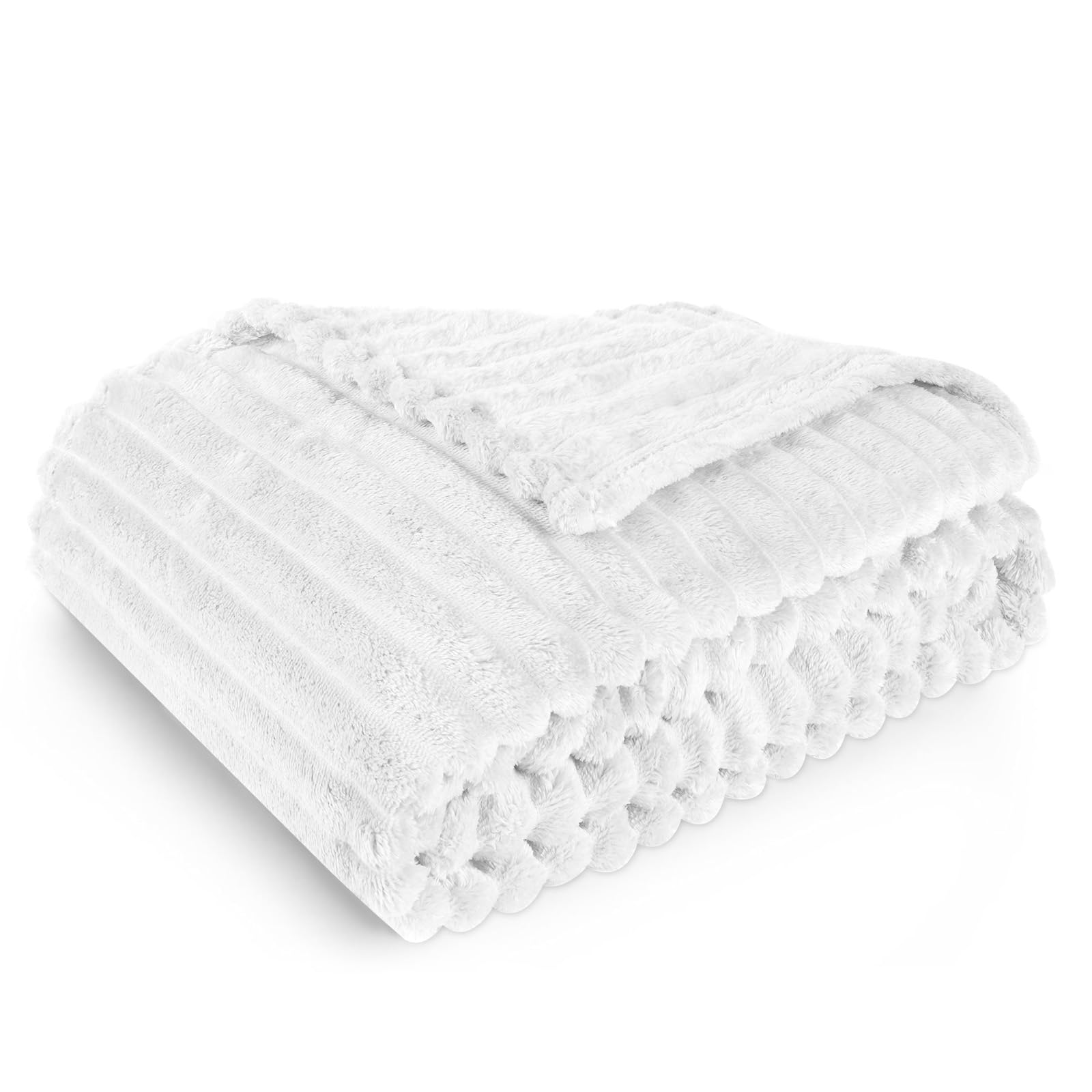 Aomig Manta Sofa de Felpa de Conejo Grande, 100cmx150cm Mantas para Cama Super Suave Cálida, Mantas para Sofa, Blanket para Cama Invierno Gordas, Cálida y Mullida para Sofa, Cama y Sobrecama, Blanco