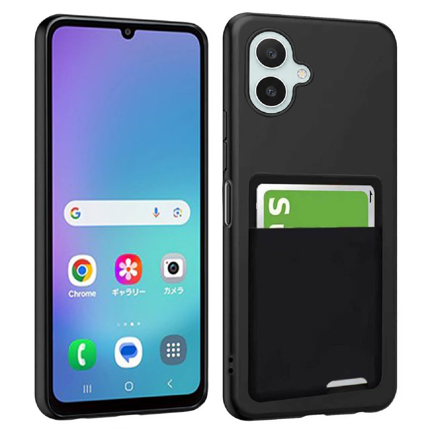 Skailuts 互換性のある galaxy a25 5g 用のケース 背面収納 耐衝撃 カード収納 薄型 軽量 TPU カバー ストラップホール付き 黄変防止 指紋防止 ギャラクシーa25 5g ケース（ブラック）