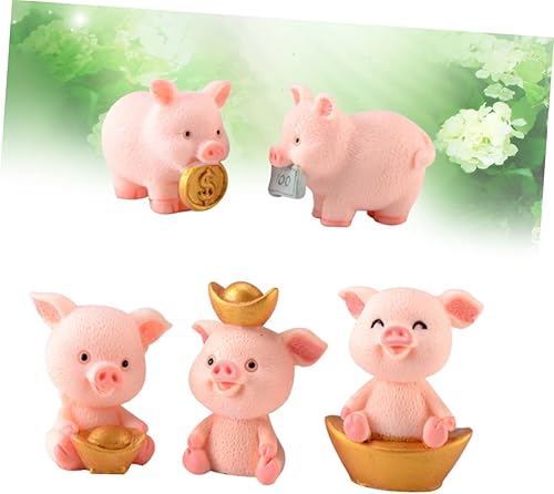 Miniatura 6 de Garneck 15 piezas de figuras de cerdo artificiales, mini cerdito de resina, lindo juego de cerdito para niños, mini figuritas de resina, número de