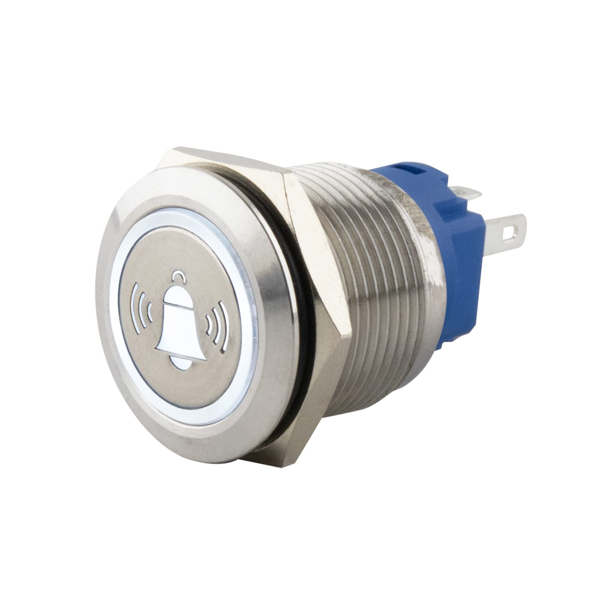 Pulsante In Acciaio Inox SeKi - Ø19mm, Illuminazione LED Bianca, IP65, Per Installazioni Industriali - Foto 4