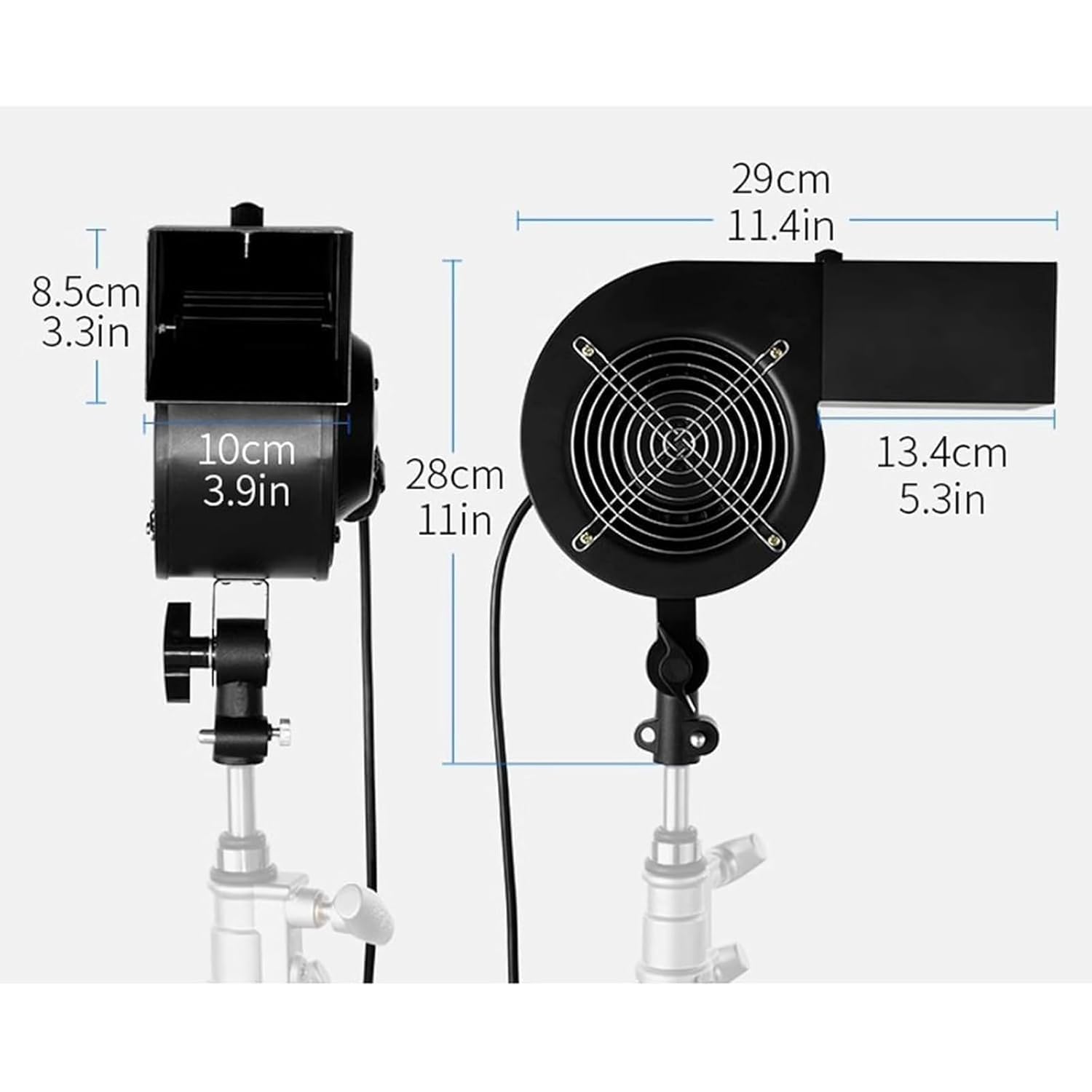 Ventilatore portatile for fotografia, macchina for effetti speciali da palcoscenico da 120 W, velocità massima 2600 giri/min e angolo regolabile, ventilatore for capelli da studio