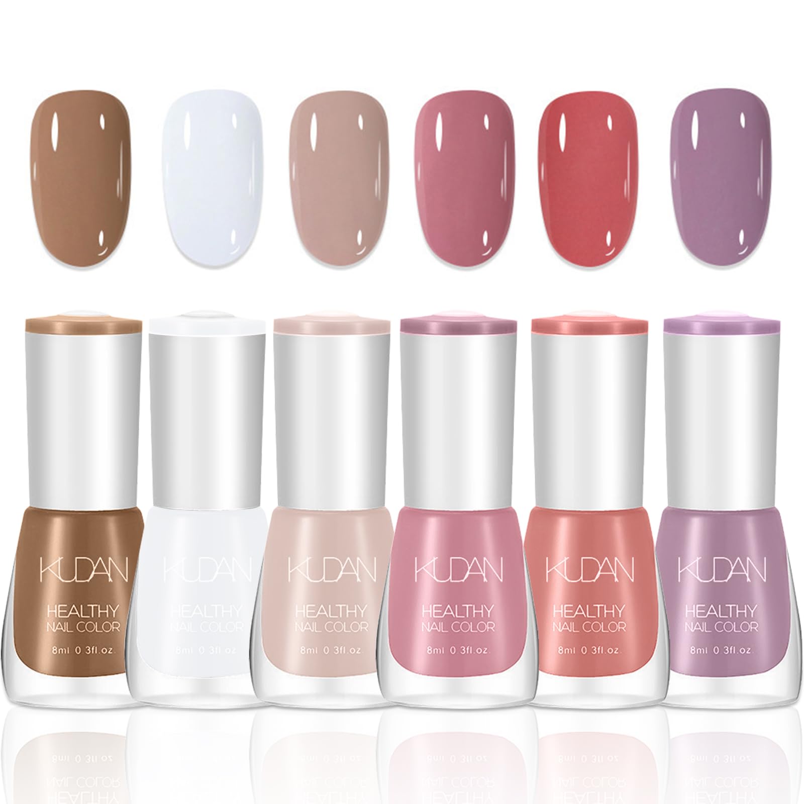 Esmalte de Uñas Set, Secado rápido Larga Duración Pintauñas, Desnudo Rosa Violeta Manicura Francesa, 6 Colores Natural Acabado Brillante Pastel Pintauñas, Regalos Navideños para Mujere