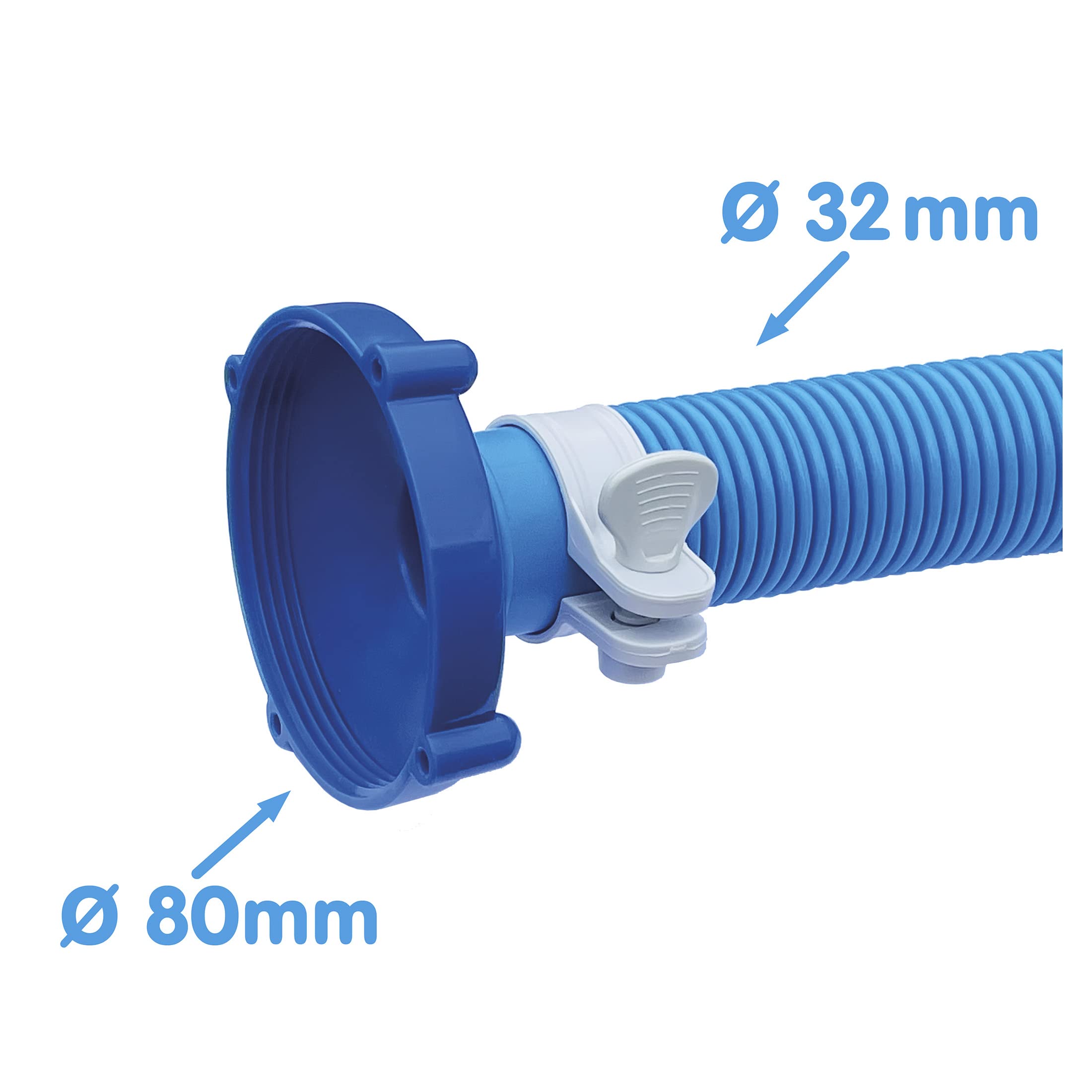 2020-80 adapter do odkurzacza podłogowego, przyłącze śrubowe 80 mm na przyłącze węża 32 mm, niebieski