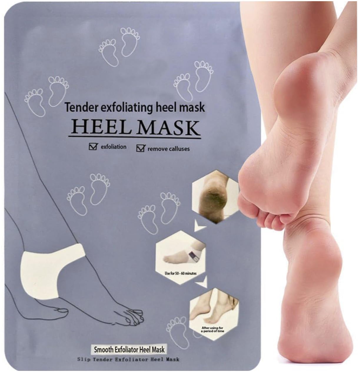 Si,p'z//y Foot Heel Mask – Exfoliating & Moisturizing for Cracked Heels & Dry Feet, Callus Remover