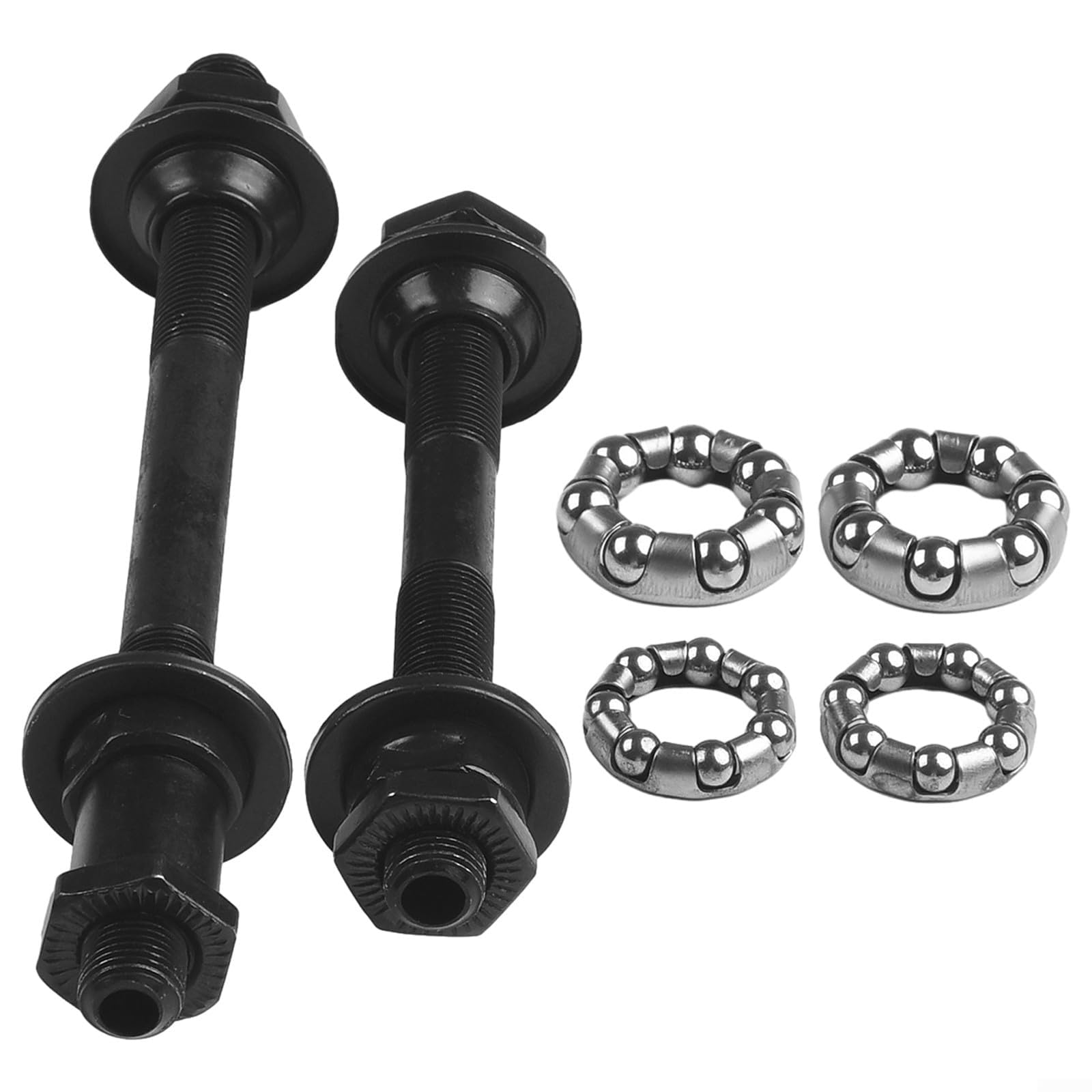 Cycling Hub Components Bicycle Front & Rear Axle Set 1/4in 3/16 Wheel Hub Steel Bike Hub Ball Bearings Axles Hubs Kit