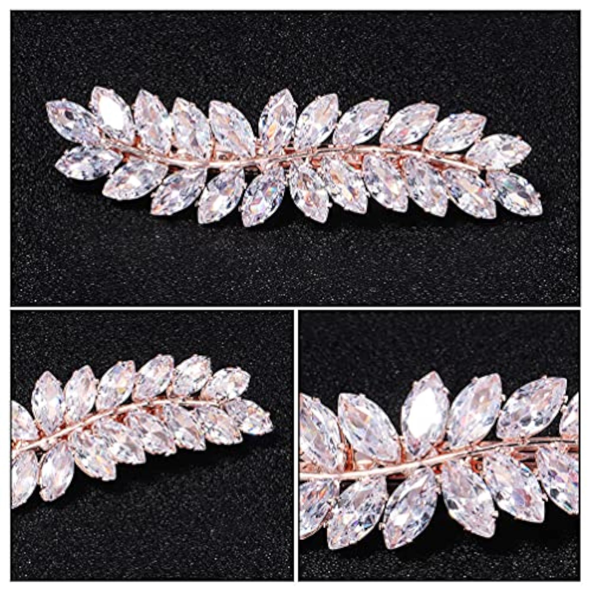 Women's Rhinestone Crystal Leaf Hair Clip, Wedding Accessory