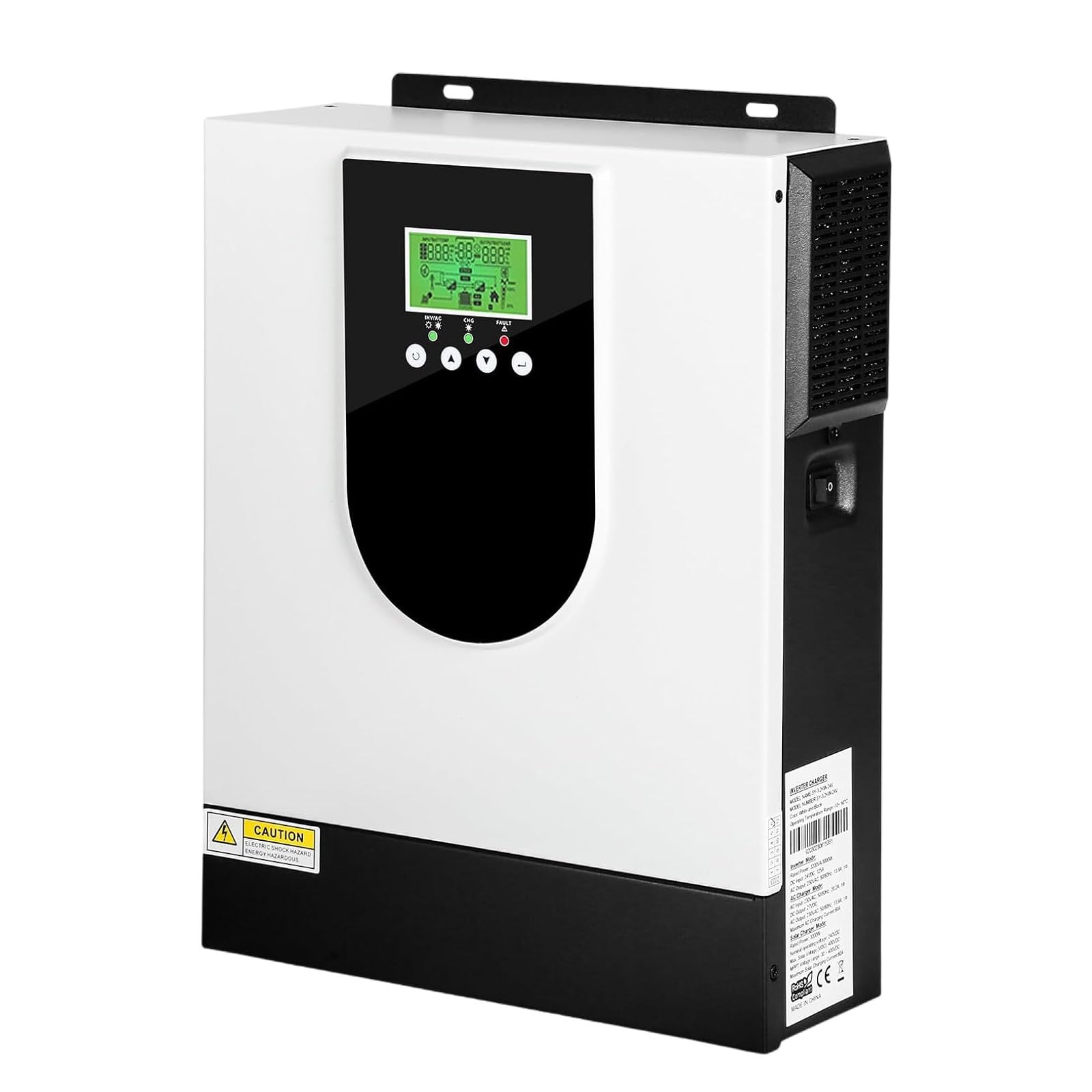 Inversor híbrido de 3000 W, inversor solar de onda sinusoidal pura con batería de 24 V y controlador solar MPPT de 80 A para sistema de almacenamiento de energía doméstico fuera de la red