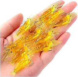 10 Iscas Camarão Artificial Silicone Realista Corvina Pesca