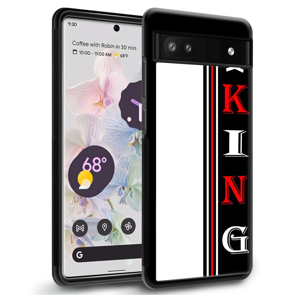 DJSOKCompatible with Google Pixel 6A Case,Black and White King Luxury Pattern Design for Pattern Back+Soft Silicone TPU Air Pressure Technology Shock Protective Google Pixel 6A