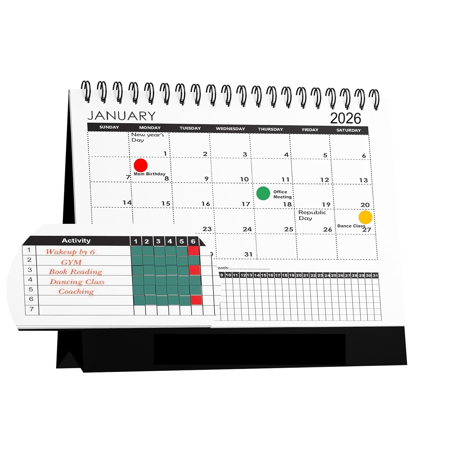 AccuPrints® 2026 Habit Tracker Desk Calendar for daily motivation calendar | Size - 8 by 8 inch | Paper 250 gsm
