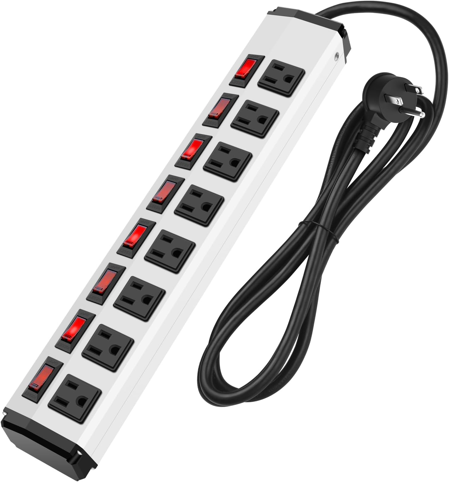 8 Outlet Metal Power Strip with Individual Switches,Heavy