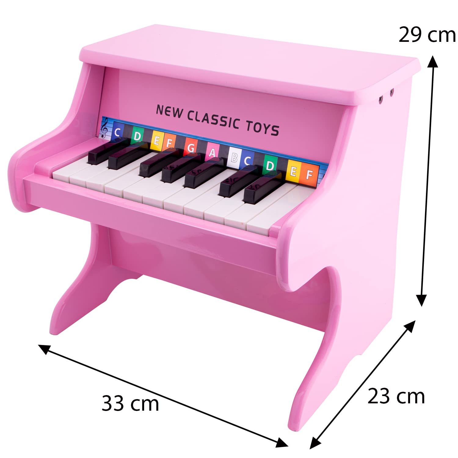 New Classic Toys Drewniane pianino zabawkowe - 18 klawiszy - czarne - w tym książka muzyczna