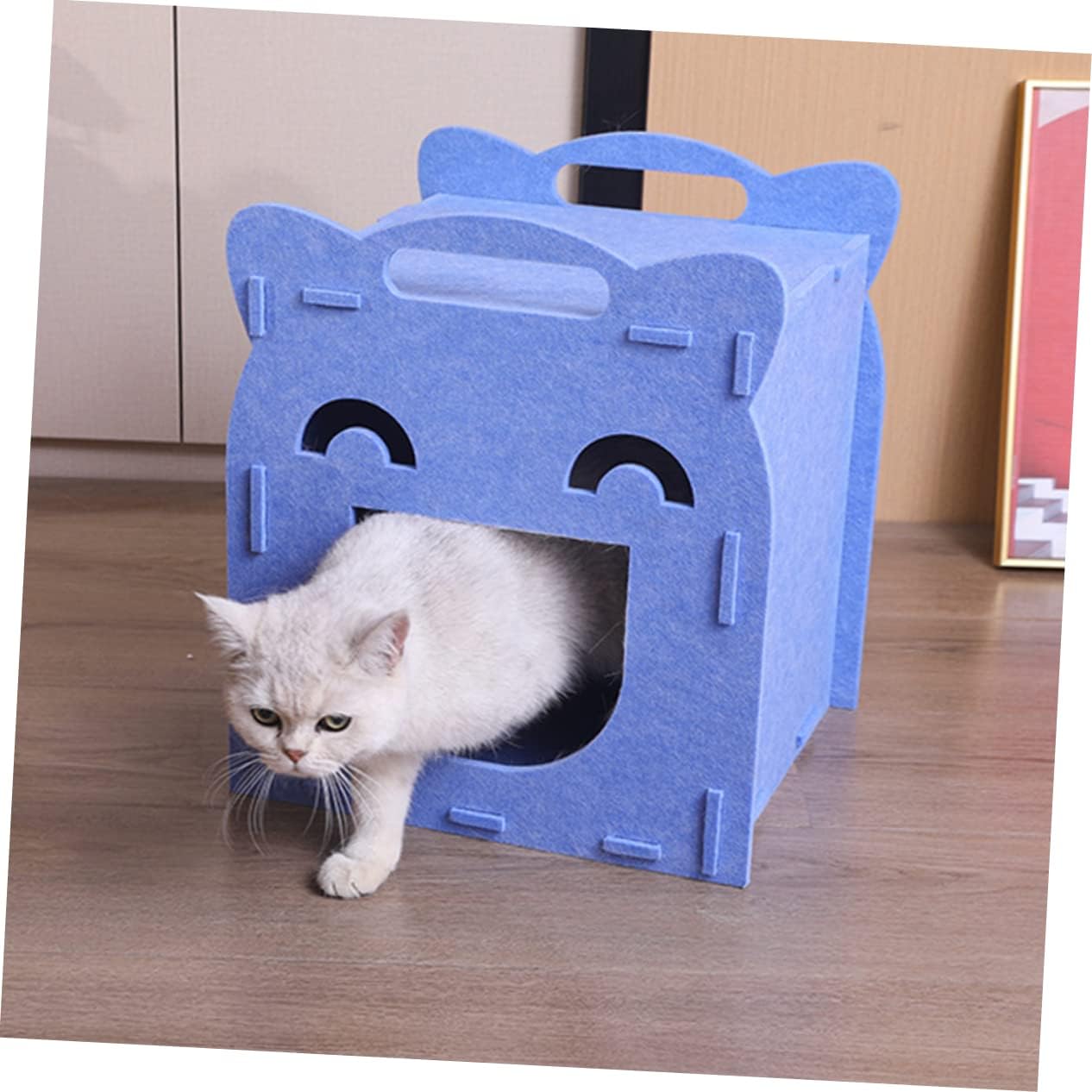 GALPADA Comfortable Multi Function Cat House with Scratching Board Detachable Felt Nest for Indoor Cats Small Dogs Lightweight Breathable Design