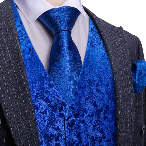 Image of Barry.Wang Men's Suit Vest Tie Bowtie Set Formal Silk Paisley Waistcoat Hanky Cufflinks Lapel Pin Set Wedding Party 7PCS