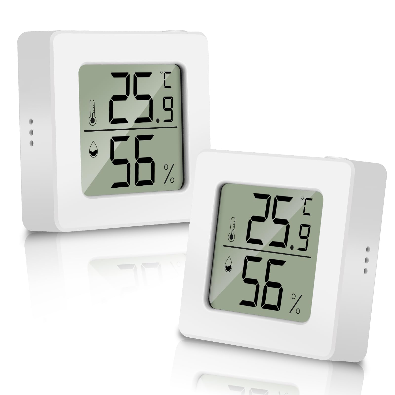 elzle 2 Pezzi Igrometro Termometro Digitale LCD, Mini Igrometro Termometro Ambiente con Livello di Comfort, Monitor di Temperatura e umidità, Igrometro Interno per Serre, Casa e Ufficio
