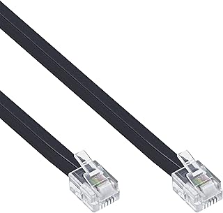 Intos Connection Cable RJ12 Connector Cable RJ12 Male to RJ12 Jack/Flat 10 M Black