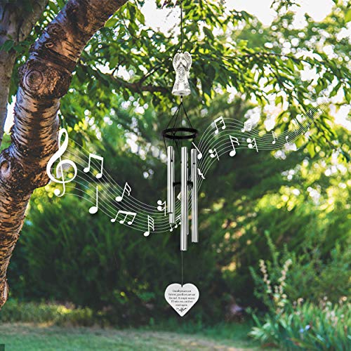 Memorial Wind Chimes With Celtic Angel & Heart - Goodbyes Are Not Forever - Sympathy Gift For Loss Of A Loved One #TOP5