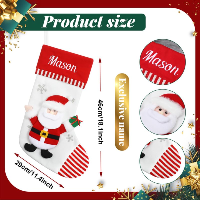 Weihnachtsstrumpf Personalisiert mit Namen & Motiv Heißtransfer 46 cm groß | Nikolausstrumpf Zum Aufhängen und Befüllen wiederverwendbar Weihnachtsdeko für Kamin, Tür, Baum, Geschenk für Familie Kinder