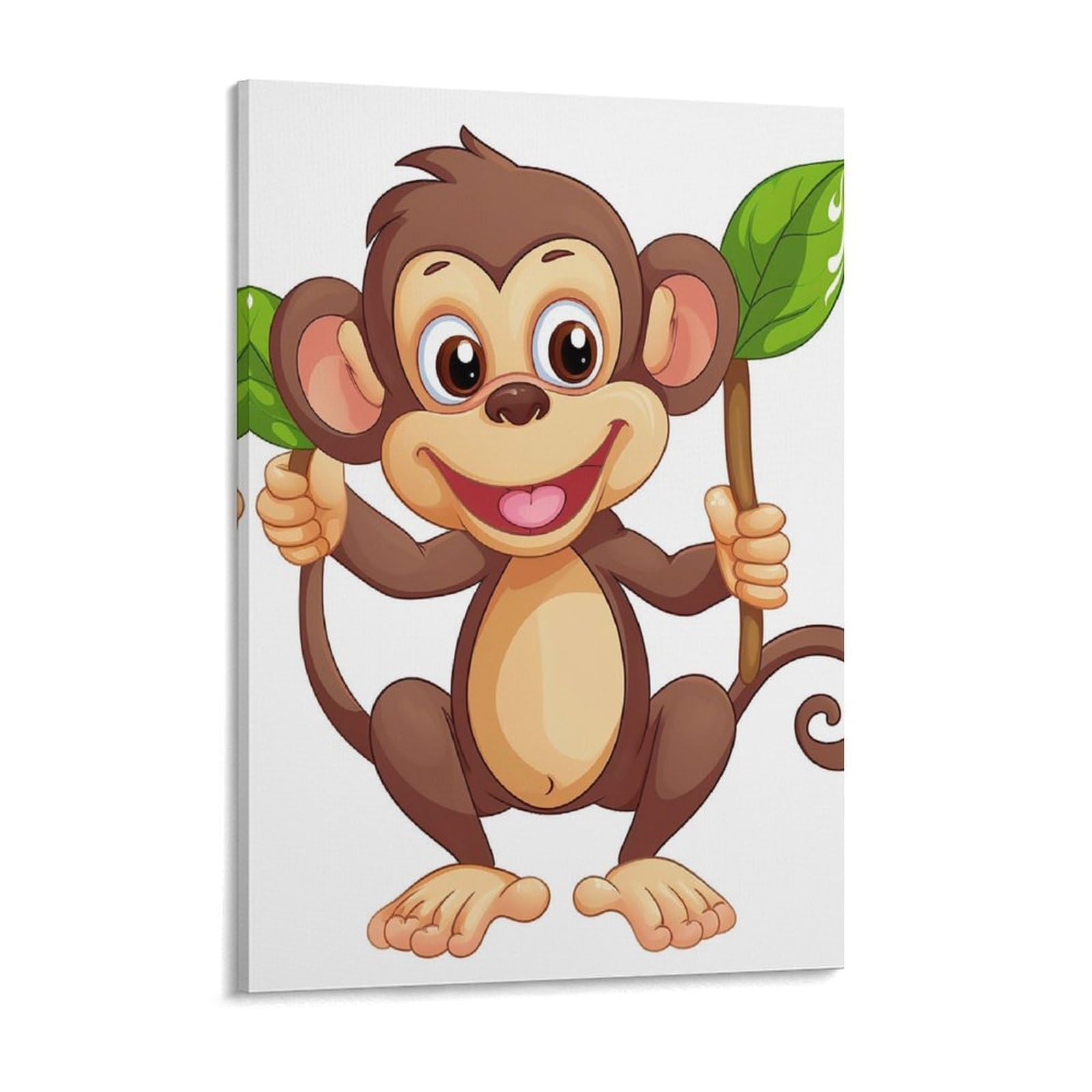 Cartoon Monkey Canvas Wall Art for Bedroom 12x16inch Canvas Prints Artwork for Walls Modern Picture Artwork Painting for Living Room Aesthetic Wall Paintings for Bathroom Kitchen Office Decor