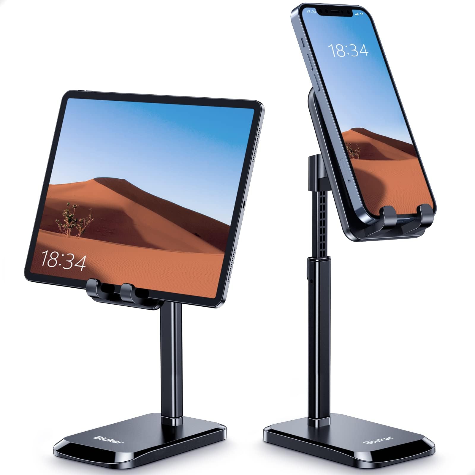 Blukar Phone/Tablet Stand, Phone Holder Dock for Desk, Angle & Height Adjustable, Portable Holder for Tablet (up to 10.5"), Super Stable Compatible with All Mobile Phones,etc