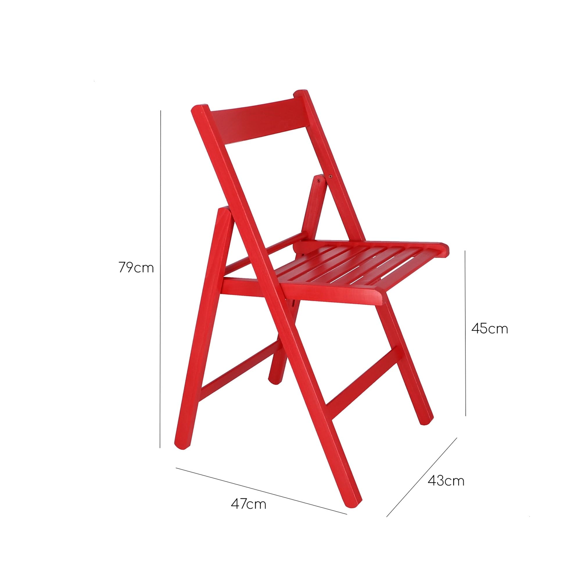 Aranaz | Silla Plegable | Diseño Moderno | Sillas Plegables y Ligeras para Exterior, Jardín o Terraza | Sillón con Reposabrazos y Respaldo | Asiento de Playa | Madera de Haya | Roja | 43 x 47 x 79 cm