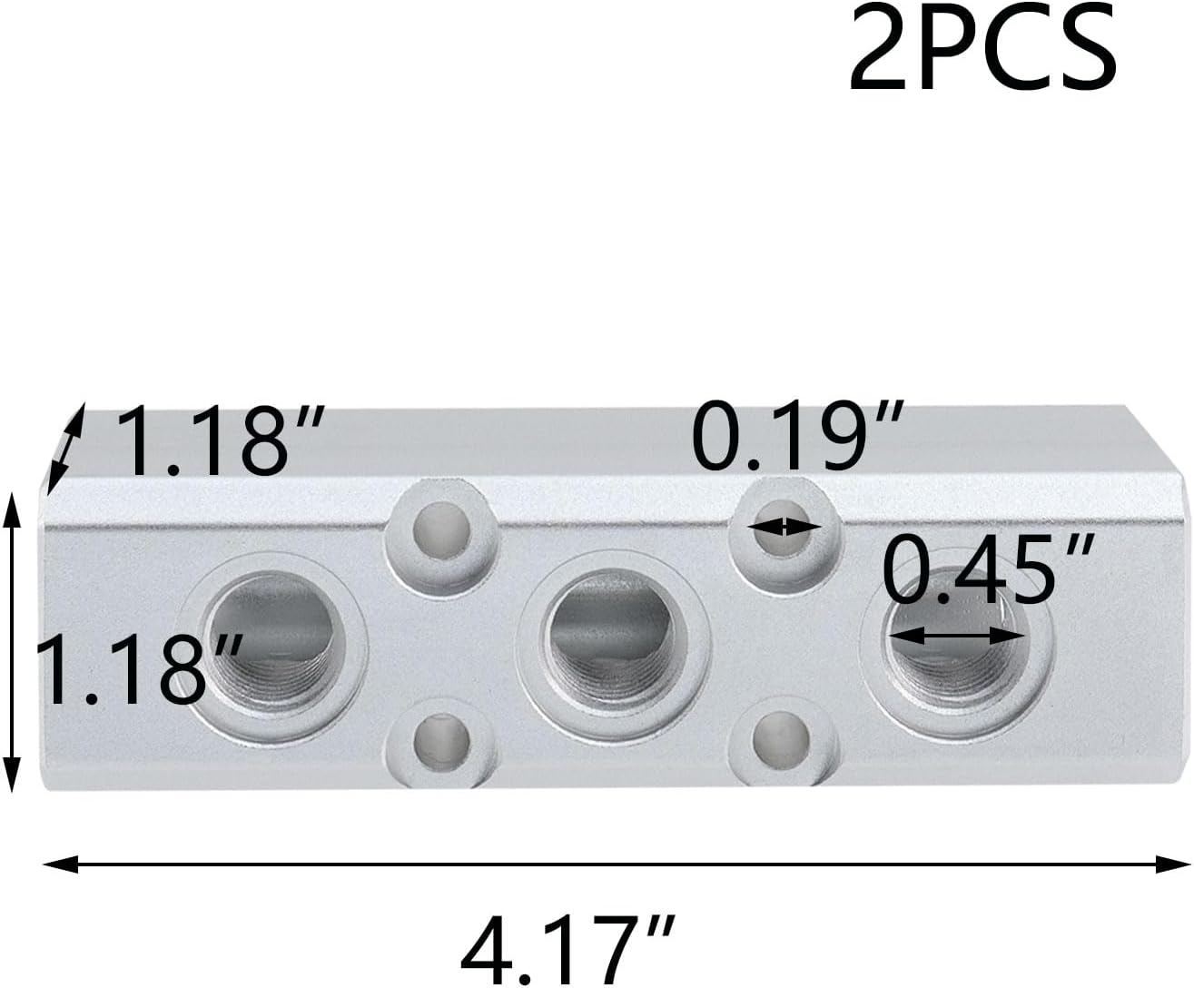 T Tulead 2PCS Air Mainfold Pneumatic Compressor Mainfold Aluminum Air Distribution Block 3 Way 5 Port