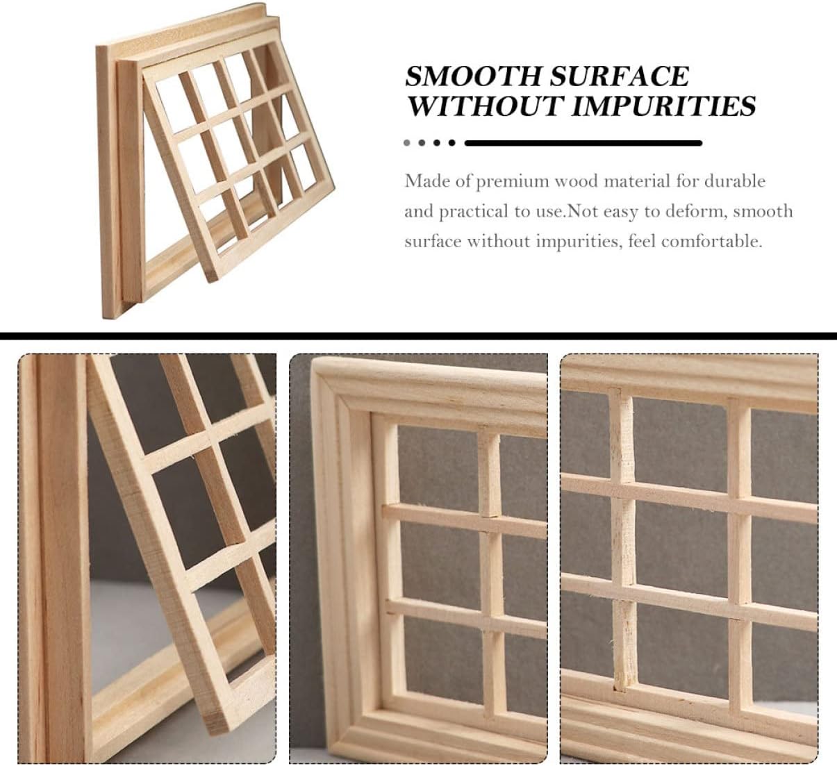 SUPVOX 5pcs Miniature Window Frame Model for Dollhouse Decor Beige Mini House Adornment for Miniature Gardens and Home Decoration Craftsmanship