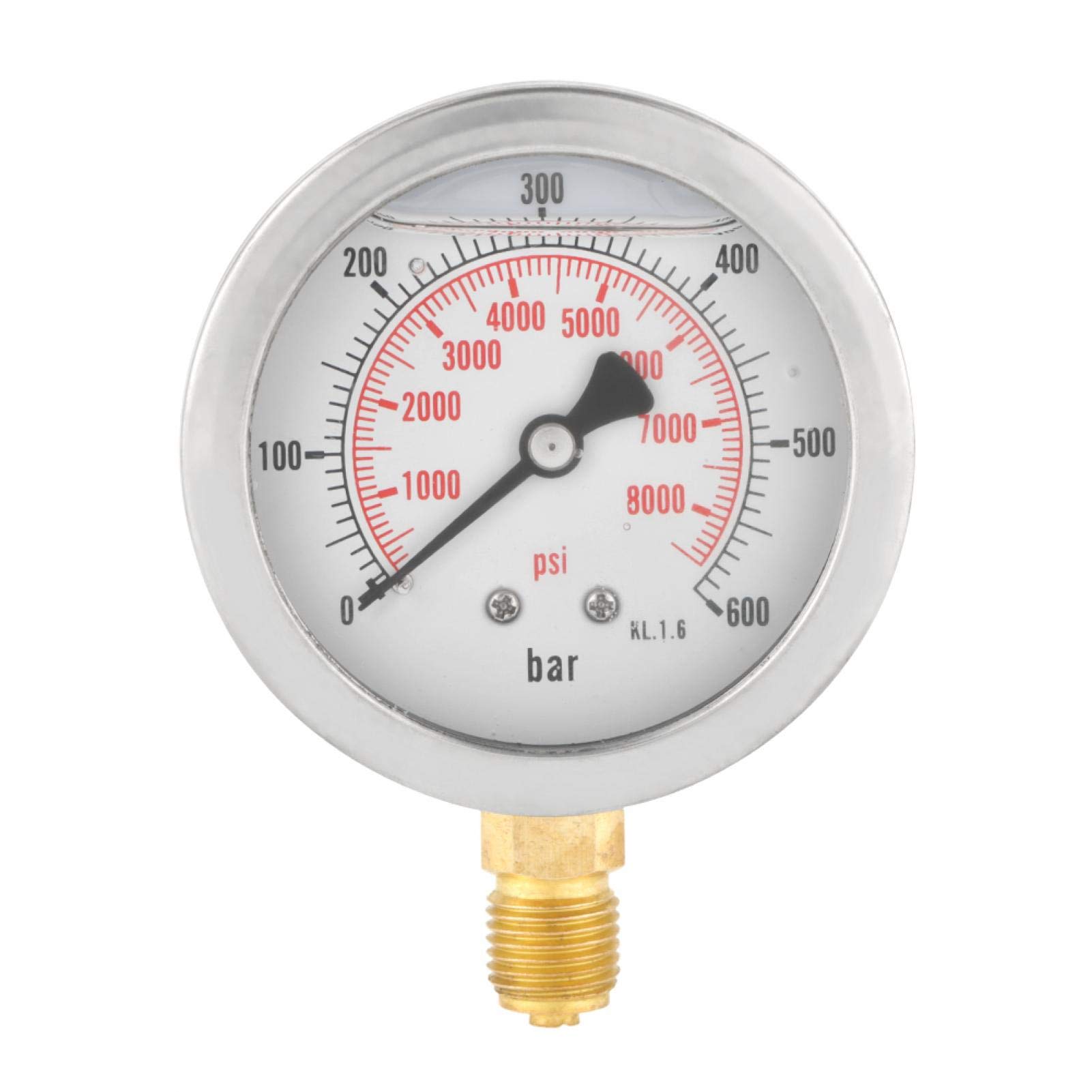 Manómetro de presión de Agua, manómetro de líquido, 0-600 Bar, G 1/4", Esfera de 63 mm, manómetro hidráulico de Agua, Herramienta de medición