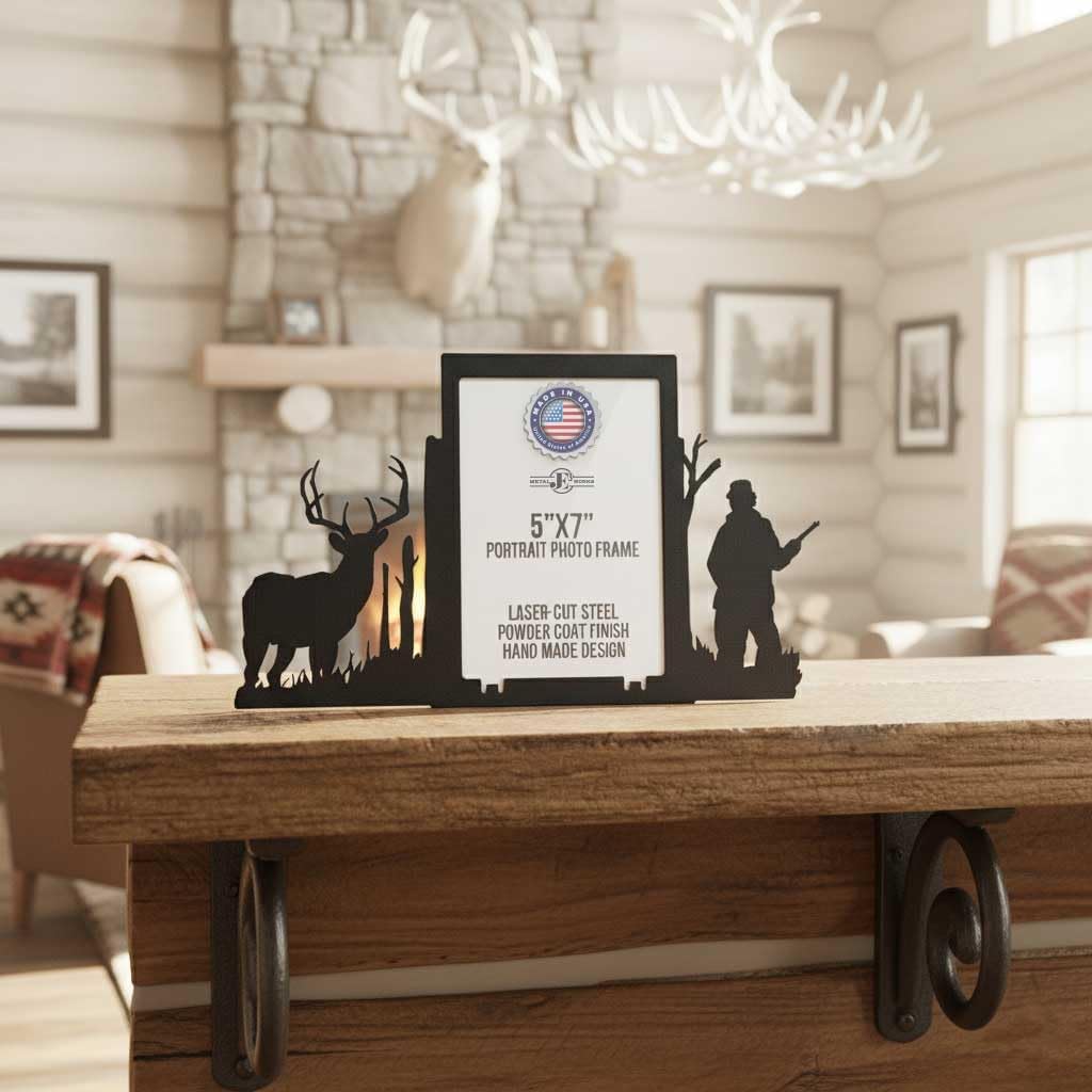 Innovative Fabricators, Inc. Hunting Picture Frame, Buck Deer Rifle Hunt, 5x7 Portrait, MADE IN USA